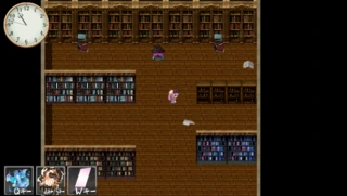 図書館のようなステージを探索する画面